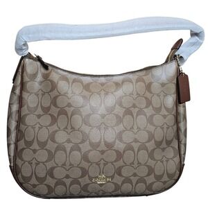 Coach Signature Zip Shoulder Bag Khaki Saddle F29209 NWT